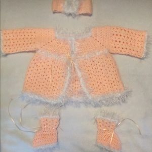 Handmade Baby Sweater Set- Peach